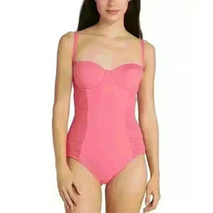NEW! Kate Spade New York Women's L Smocked Underwire One-Piece Swimsuit NWT $185